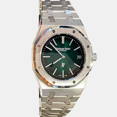 Royal Oak model 15202PT in green platinum, automatic men's wristwatch 39mm Audemars Piguet 1138106 (green, arb19008)