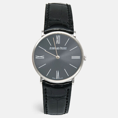 Audemars Piguet Jules Audemars 14667PT.OO.A001CR.01 Grey Platinum Alligator Leather Wristwatch - 32mm 1142050 (arb19214)