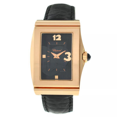 Pre-owned Chopard 12/7461 Ladies Quartz Watch Black Dial Rose Gold-tone (black, arb19248)