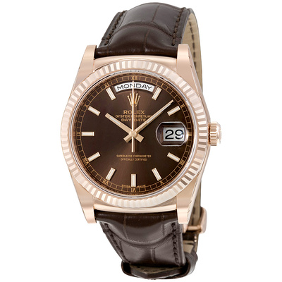 Pre-owned, Rolex Day-Date Chocolate Dial Mens Watch 118135chsl (brown, arb19339)