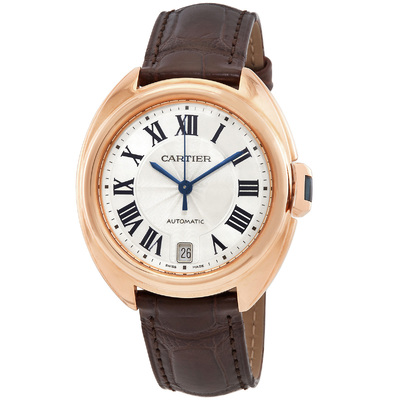 wgcl0013 Pre-owned Cartier Cle Automatic 18kt Rose Gold Flinque Sunray Dial Ladies Watch (brown, arb19350)