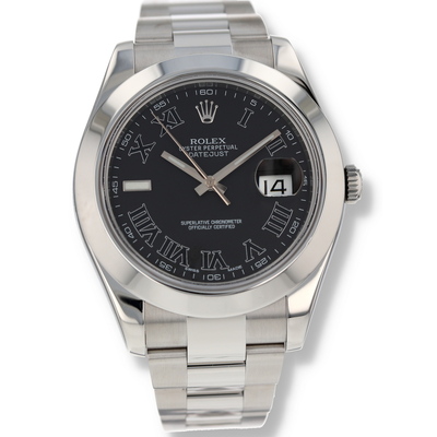 Pre-owned Rolex Datejust II 116300 BKRO Black Dial Mens Automatic Chronometer Watch (black, arb19381)