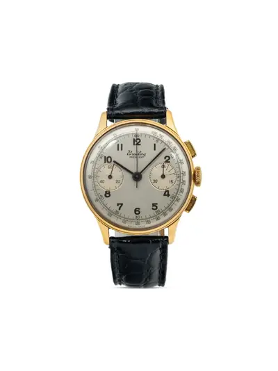 Breitling Premier 36mm - White Yellow Gold Round Face Arabic Dial, Sword Hands with Sweeping Second Hand Chronograph - Reference 29905705 (arb19426)