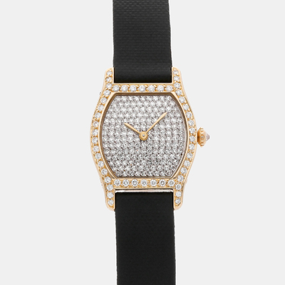 Cartier [Tortue] Small Model Reference: 82610000, Elegant Curved Dial Adorned With Diamonds 1136513 (arb19680)