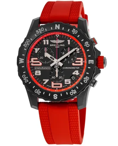 Breitling Endurance Pro 38 Quartz Chronograph (Model X83310D91B2S1): Black Dial, Red Luminous Hands & Pulsometer, Black Breitlight Case with Grey/Arabic Markers and Sub-Dials (black, arb13273)