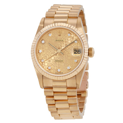 Pre-owned Rolex Datejust 68278 CDP Automatic Diamond Champagne Dial Yellow Gold Ladies Watch (beige, arb20005)