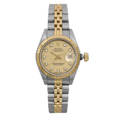 Pre-owned Rolex Datejust 69173 CDJ - Ladies Automatic Chronometer with Diamond Dial (beige, arb20006)