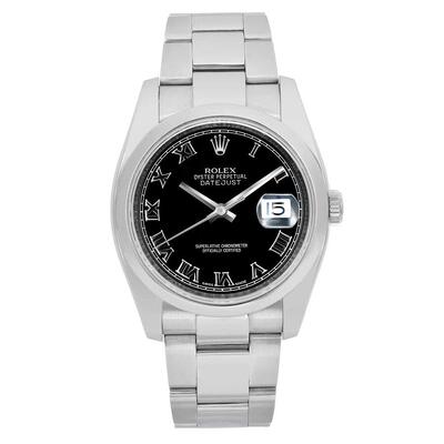 Pre-owned Rolex Datejust Automatic Chronometer Black Dial Mens Watch - Item: 116200-BKSBRO 116200 BKRO (black, arb20008)