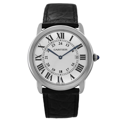 Pre-owned Cartier Ronde Solo Quartz Silver Dial Unisex Watch W6700255 (black, arb20046)