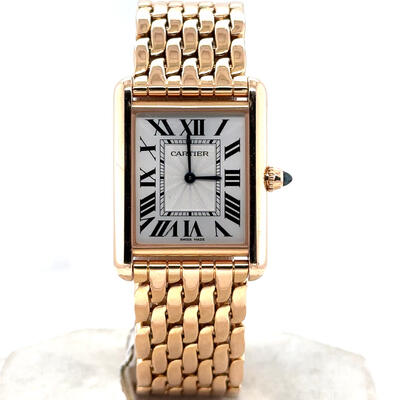 Pre-owned Cartier Tank Louis Hand Wind Silver Dial Ladies Watch wgta0024 Rose gold-tone 18kt rose gold case and bracelet (arb20078)