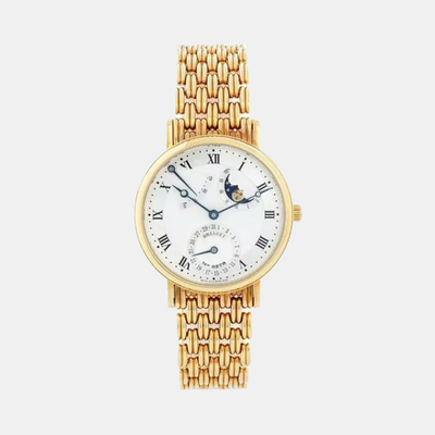 Breguet Silver 18k Yellow Gold Classique 4124L Automatic Men's Wristwatch 1152813 (arb20090)