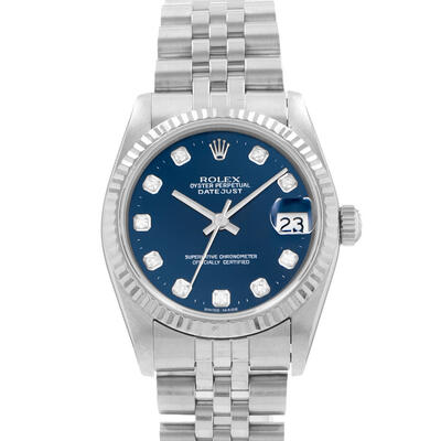 Pre-owned Rolex Datejust Automatic Diamond Blue Dial Mens Watch 68274 BLDJ (blue, arb20144)