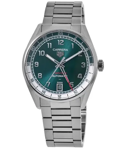 wda2114.ba0043 Tag Heuer Carrera Date Twin-Time Automatic Green Dial Stainless Steel Men's Watch (green, arb20351)