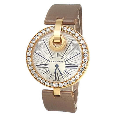 Pre-owned Cartier Captive De Cartier Quartz Diamond Silver Dial Ladies Watch WG600010 (beige, arb20527)