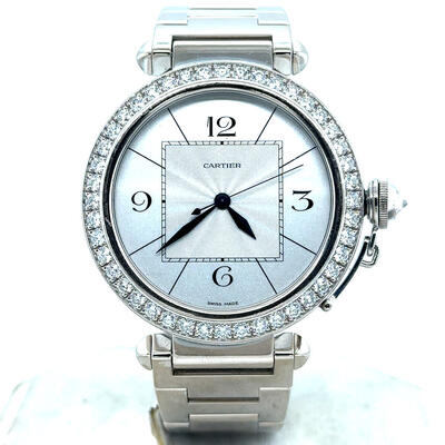 Pre-owned Cartier Pasha Automatic Diamond Silver Dial Unisex Watch WJ1202M9 (arb20556)