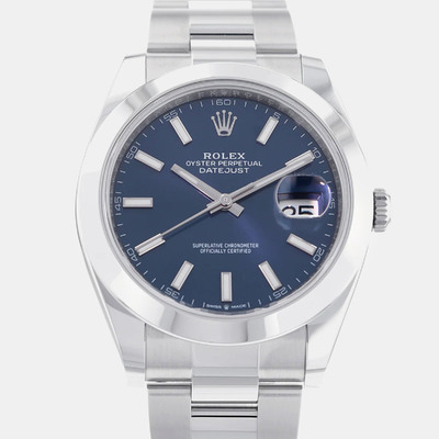 Rolex Blue Stainless Steel Datejust 126300 Automatic Mens Wristwatch 41mm 1157612 (blue, arb20576)