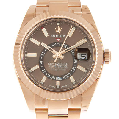 Pre-owned Rolex Sky Dweller GMT Automatic 326935CHSO Chocolate Dial Mens Watch Everose Gold Case (brown, arb20687)