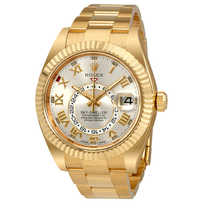 Pre-owned Rolex Sky Dweller 326938SRO - Silver Dial Mens Watch with Yellow Gold Case and Oyster Bracelet (arb20710)