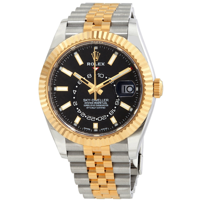 Pre-Owned Rolex Sky Dweller 326933BKSJ Mens Automatic Chronometer Black Dial GMT Watch (black, arb20711)