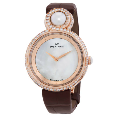 Jaquet Droz Lady 8 - 18kt Rose Gold Automatic Diamond Mother of Pearl Dial Ladies Watch J014503270 (brown, arb20726)