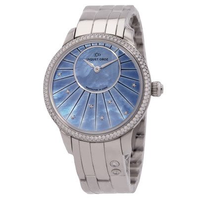 Jaquet Droz Petite Heure Blue Mother of Pearl Stainless Steel Diamond Ladies Watch J005000170 (blue, arb20731)