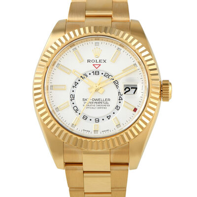 Pre-Owned Rolex Sky Dweller 326938WSO Analog GMT Watch Yellow Gold (arb20740)