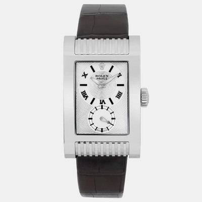 Rolex Cellini Prince 5441 Silver 18K White Gold Automatic Watch Ref. 1160657 (arb20778)