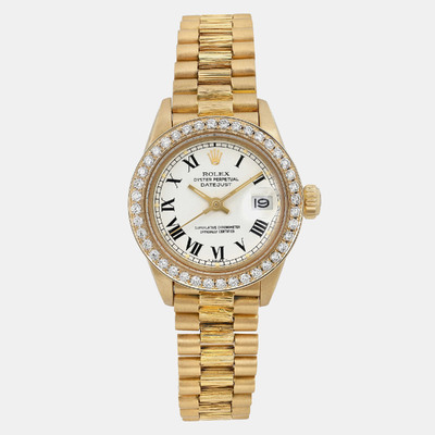Rolex White 18k Yellow Gold Diamond Datejust 6927 Automatic Women's Wristwatch (Article No.: 1160611) (white, arb20801)