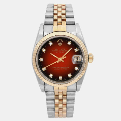[Rolex Red 18k Yellow Gold Stainless Steel Datejust 68273] 1160628 (red, arb20813)