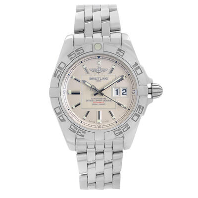 Pre-owned Breitling Galactic Automatic Chronometer Silver Dial Mens Watch A49350L2/G699-366a (arb20827)