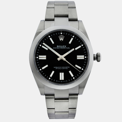 Rolex Black Stainless Steel Oyster Perpetual 126000 Automatic Men's Wristwatch, Ref. 1160778 (black, arb20892)