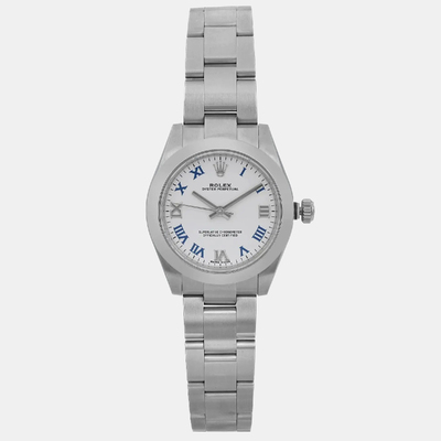 Rolex White Stainless Steel Oyster Perpetual [Model]: 177200, Ref. No.: 1160766 Women's Wristwatch (white, arb20909)