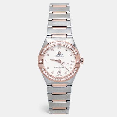 Omega Constellation Co-Axial 131.25.29.20.52.001 Women's Watch Silver Dial Sedna™ Gold Diamond Stainless Steel 1159886 (arb20948)
