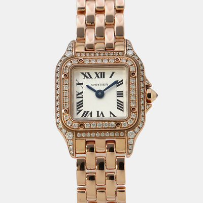 Cartier Silver 18k Rose Gold Panthere De Cartier WJPN0045 Quartz Women's Watch 21mm 1161055 (arb20984)