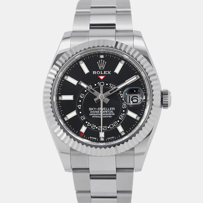 Rolex Black 18k White Gold Stainless Steel Sky-Dweller Ref. 326934 Automatic Men's Wristwatch 1161053 (black, arb20989)