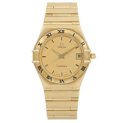 Pre-owned Omega Constellation Quartz Champagne Dial Unisex Watch 1112.10.00 (beige, arb21100)