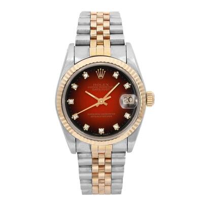 Pre-owned Rolex Datejust 68273, Ladies Automatic Diamond Red Dial (arb21103)