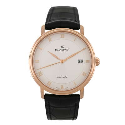 Pre-owned Blancpain Villeret Ultraplate Opaline Dial Mens Watch Model: 6223-3642-55A (black, arb21075)