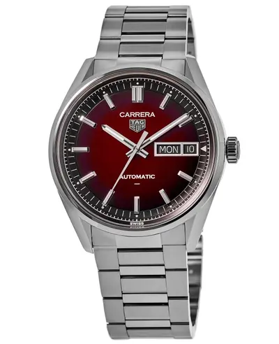 Authentic Tag Heuer Carrera Day-Date Automatic Red Dial Stainless Steel Men's Watch wda2113.ba0043 (red, arb20164)