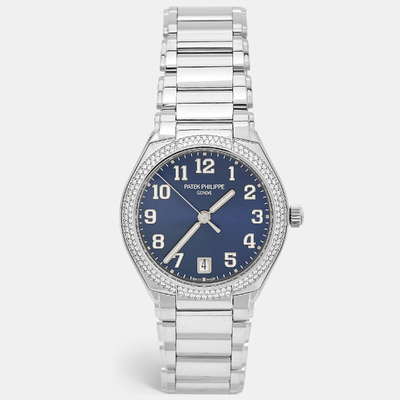 Patek Philippe Blue Stainless Steel Diamond Twenty-4 7300/1200A-001 Women's Wristwatch 1165126 (arb21129)