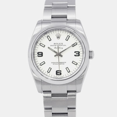Rolex White Stainless Steel Air-King Model 114200 1164654 (white, arb21244)