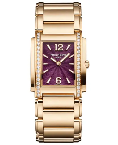 Patek Philippe 4910/1201R-010 Purple Dial Diamond Rose Gold Women's Watch (violet, arb21362)