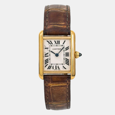 Cartier Tank Louis White 18K Yellow Gold Quartz Women's Wristwatch 1165737 (white, arb21451)