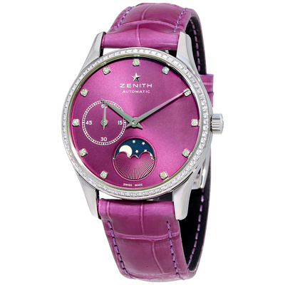 Pre-owned Zenith Elite Diamond Violet Dial Ladies Watch 16.2310.692/92.C750 (violet, arb21581)