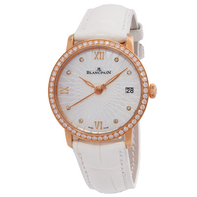 Pre-owned Blancpain Villeret Automatic Ladies Watch 6604-2941-55A 6604-2944-55A (arb21585)