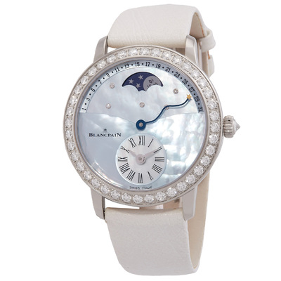 Pre-owned Blancpain 3653-1954l-58b Diamond White Mother Of Pearl Dial Ladies Watch (arb21610)