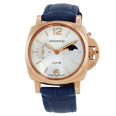 Pre-owned Panerai Luminor Due Luna Goldtech Mother of Pearl Dial Mens Automatic Watch PAM01181 (blue, arb21663)