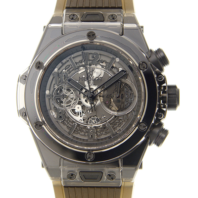 Pre-owned Hublot Big Bang Unico Chronograph Crystal Skeleton Dial Mens Watch 411.JB.4901.RT (black, arb21683)