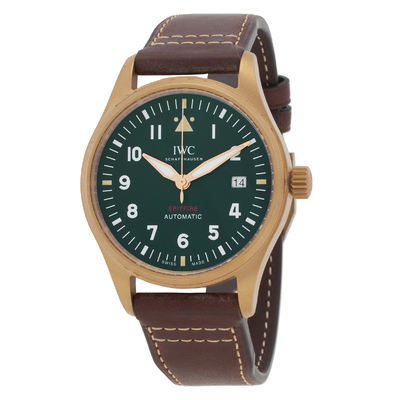IW326806 / Pre-Owned IWC Pilot Mens Green Dial Watch (brown, arb21686)