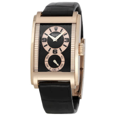 Rolex Cellini Prince Black Dial Leather Strap Mens Watch 54425 5442.5 (black, arb21795)